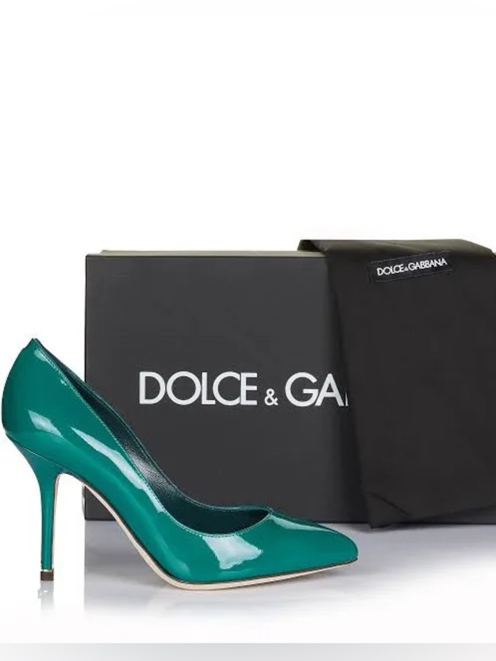 Dolce & Gabbana Teal Patent Leather Pointed-Toe Pump - Women's Heels